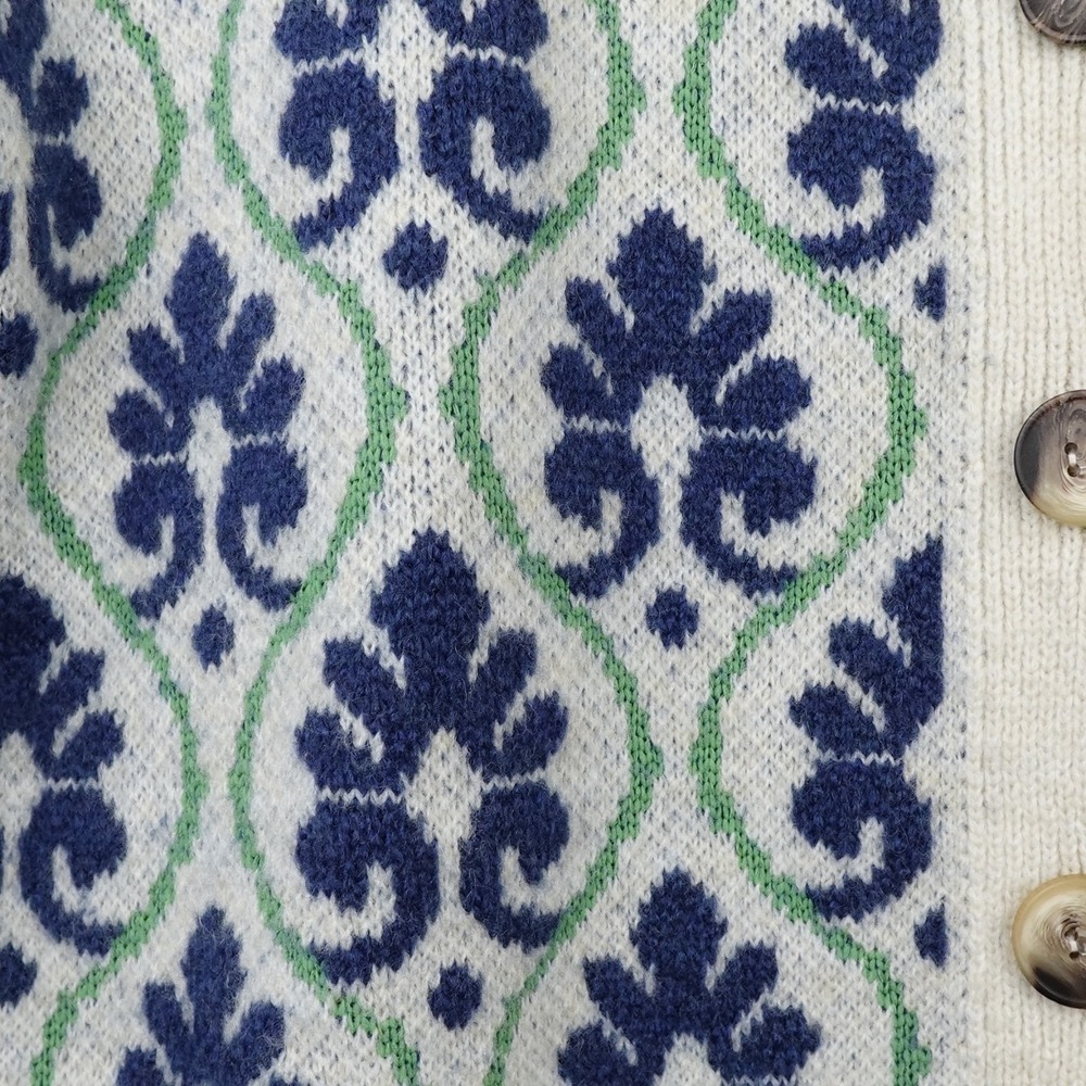 Anthropologie Maeve Cardigan Womens S Knit Floral Pop Graphic Intarsia Nordic - Picture 5 of 14